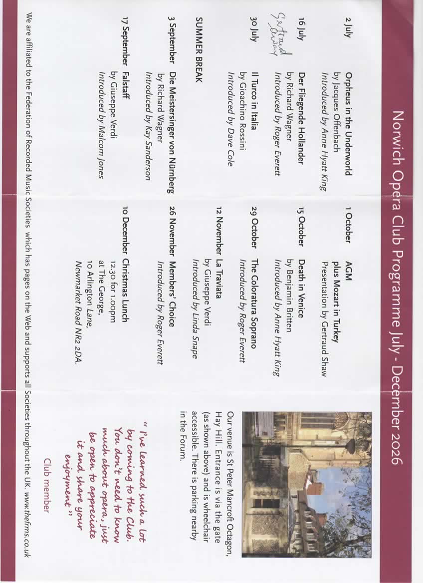 Norwich Opera Club Programme page 2